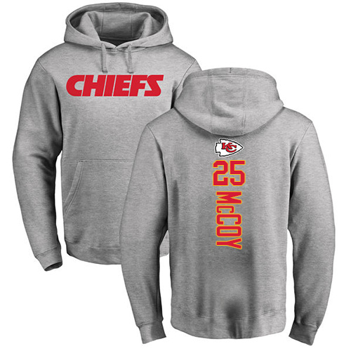 Men Kansas City Chiefs #25 McCoy LeSean Ash Backer Pullover Hoodie